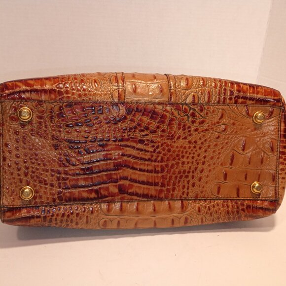 Vintage BRAHMIN ANNABELLE Melbourne Pecan Croc-Embossed Leather Zip-top Satchel - Picture 11 of 15